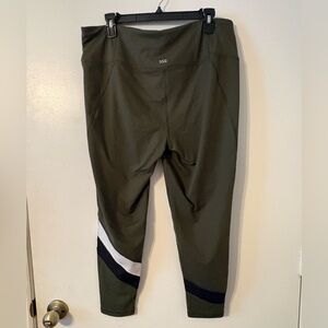 DSG Olive Active Leggings with Black and White Leg Stripes